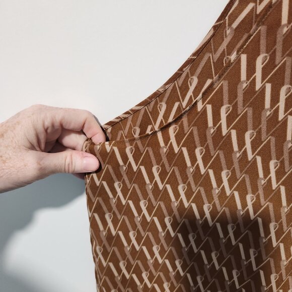 Worthington Sleeveless Halter Style Tank Top Blouse Pattern Brown Tan Medium - Picture 4 of 7